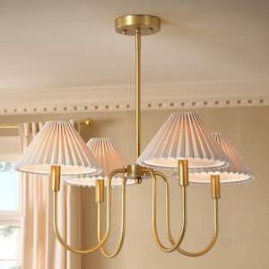 Jushua 20 in. 7-Light 3-Tier Gold Crystal Chandelier Frame Pendant