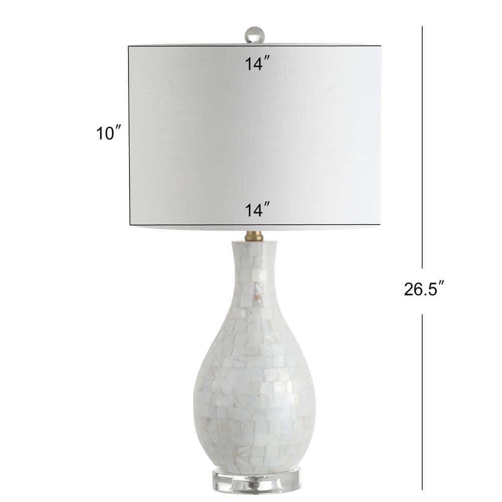 Elegant White Seashell LED Table Lamp with Crystal Accents