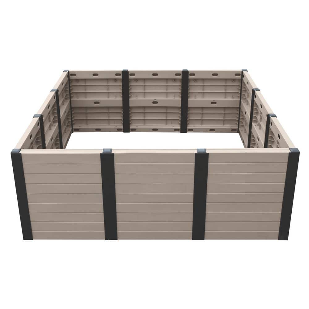 Tierra Verde 48 in. x 48 in. Raised Garden Box Khaki and Black