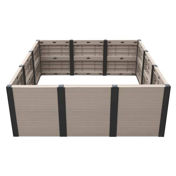 48 in. x 48 in. Raised Garden Box Khaki and Black Recyclable Plastic 1-Pack