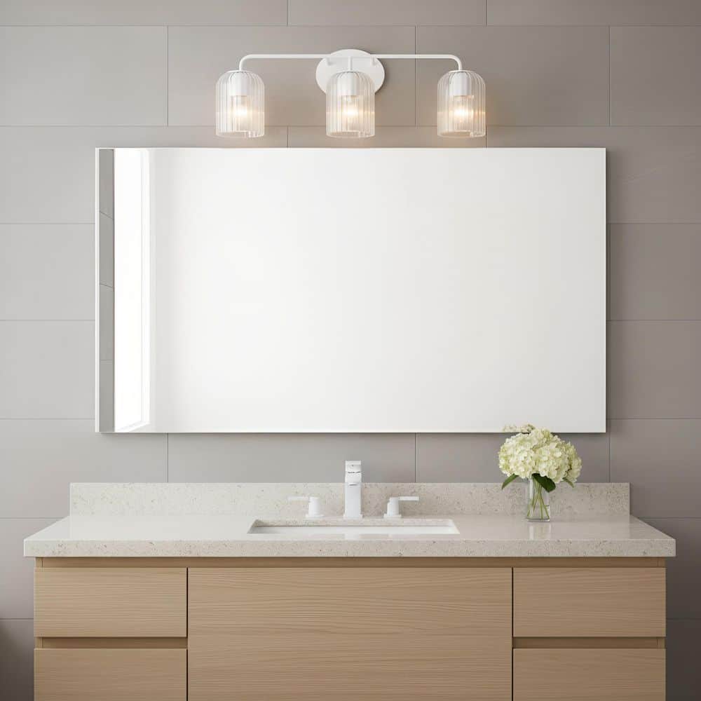 Eisele 24 in. W x 8.375 in. H 3-Light Matte White Dimmable Bathroom Vanity Light with No Bulbs Included price history on PriceWatchPro