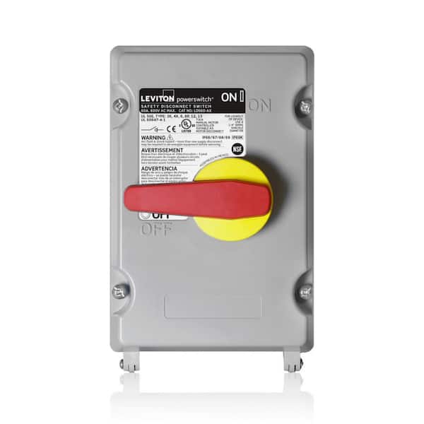 60 Amp 600-Volt Non-Metallic Non-Fused Powerswitch Safety Disconnect Switch with Factory Installed Aux Contact LDS60-AC