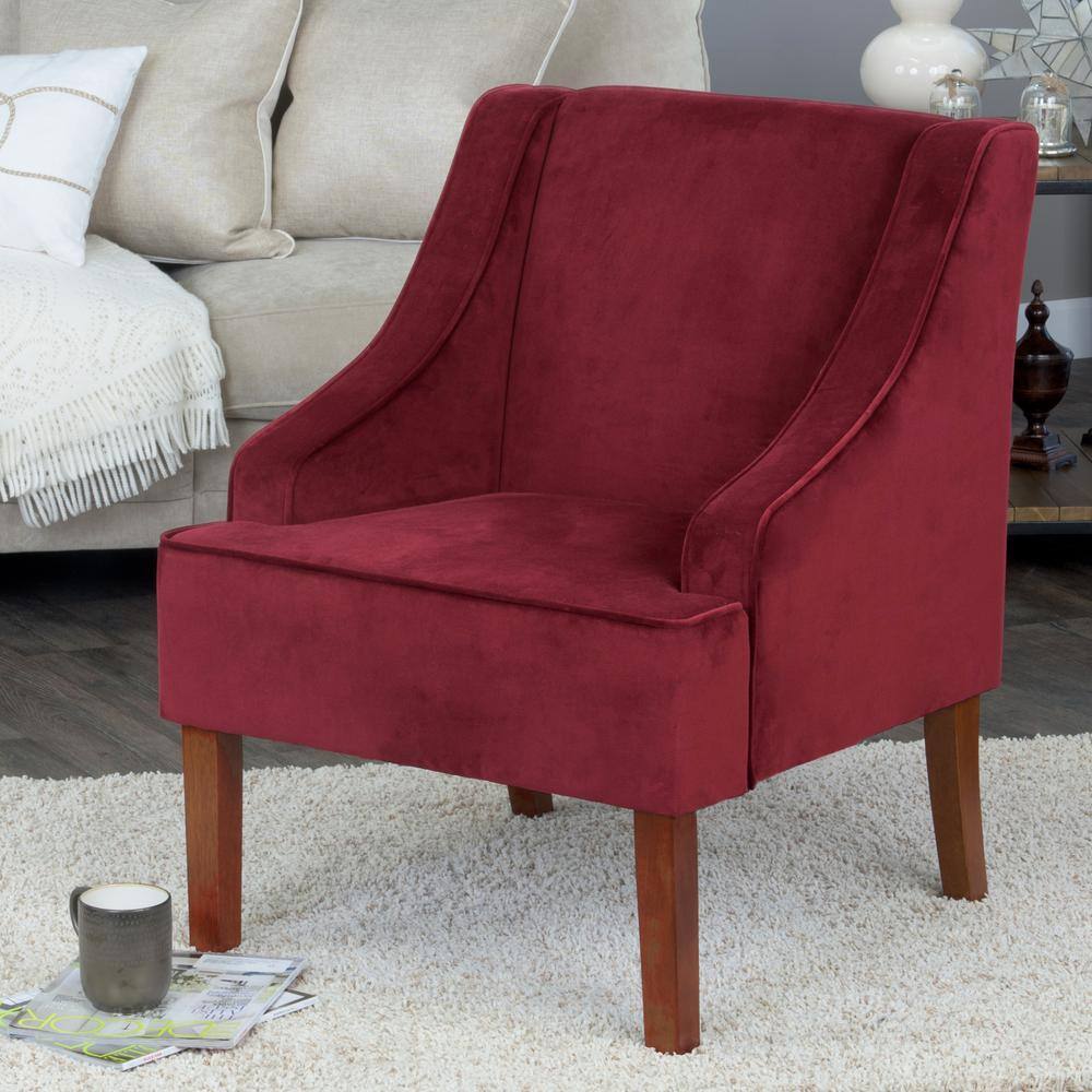 Swoop Arm Velvet Accent Chair Berry