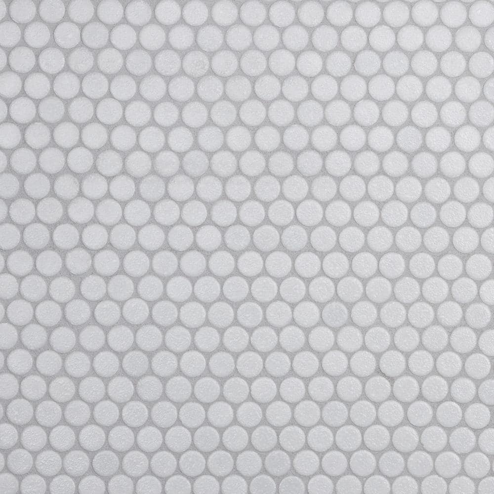 Hudson Penny Round Crystalline White 12 in. x 13 in. Porcelain Floor and Wall Mosaic Tile (10.5 sq. ft./Case) price history on PriceWatchPro