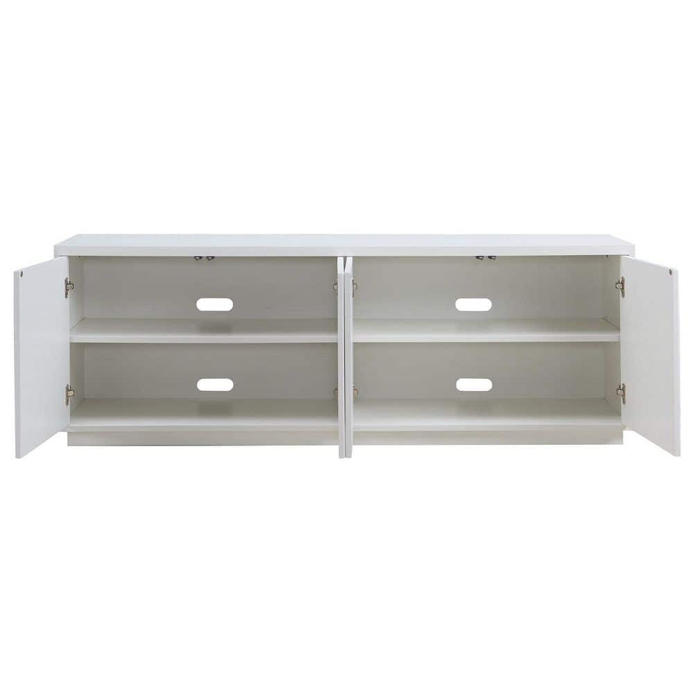 Hanson 70" White Transitional TV Stand with Textured Cabinet Doors