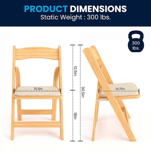 Carnegy Avenue Natural Wood Folding Chair (2-Pack) CGA-XF-275045
