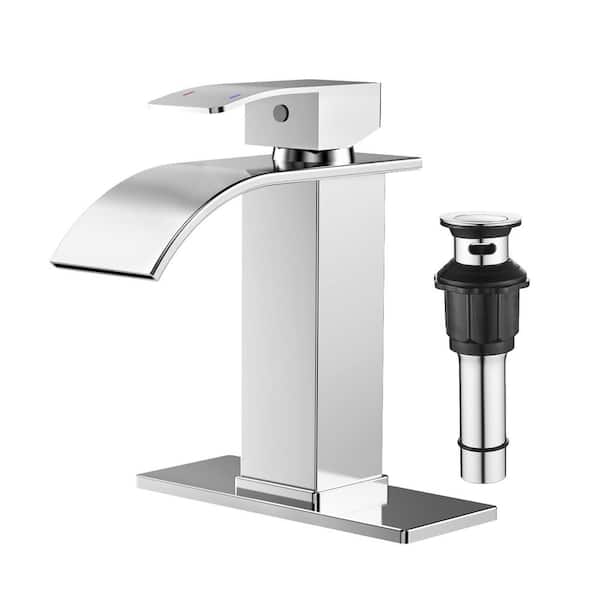androme Single Handle Single Hole Bathroom Faucet with Drain Assembly in Chrome