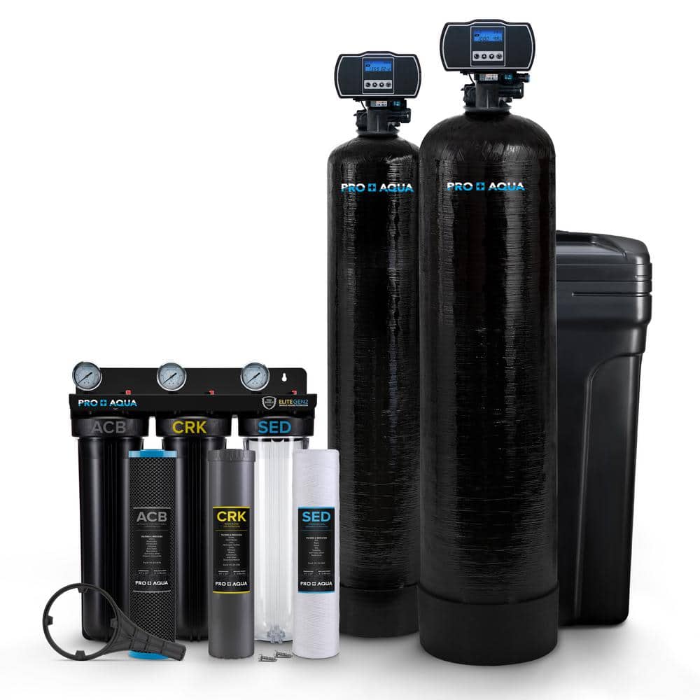 PRO+AQUA Whole House Well Water Filter System and Water Softener Bundle for  Iron, Sulfur Odor, Sediment, Hardness Removal BNDL-WEL The Home Depot