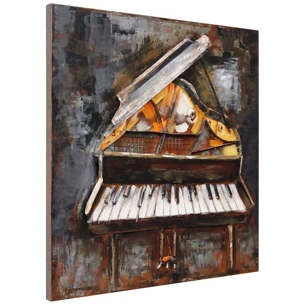 Magic Keys Multicolor Hand Painted Metal Piano Wall Art, 32" x 32"