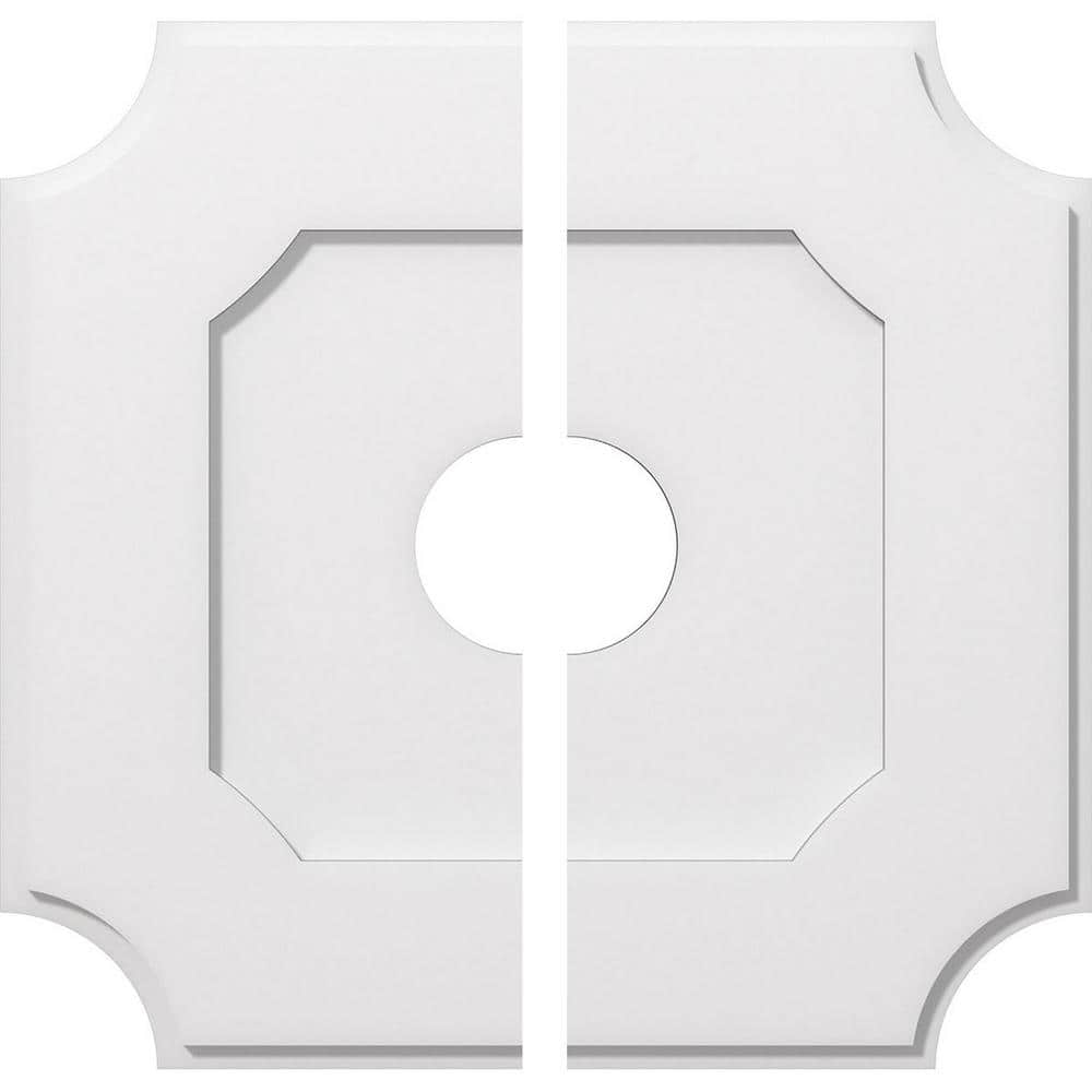 24" White PVC Contemporary Two Piece Ceiling Medallion