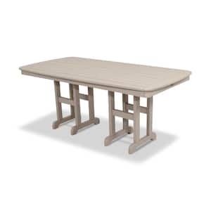 Yacht Club 37 in. x 72 in. Sand Castle Patio Dining Table