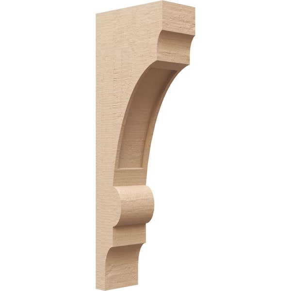 Ekena Millwork 4 in. x 24 in. x 8 in. Series 2 Thin Diane Rough Cedar Woodgrain Timberthane Polyurethane Corbel, Primed Tan