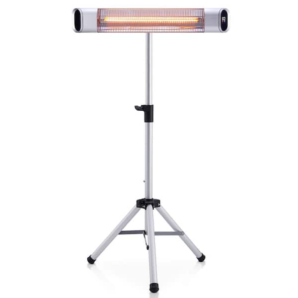 Kingdely 1500-Watt Electric Patio Heater Infrared Carbon Fiber Standing Heater Wall Heater with Tripod Mount, LED Display, Remote