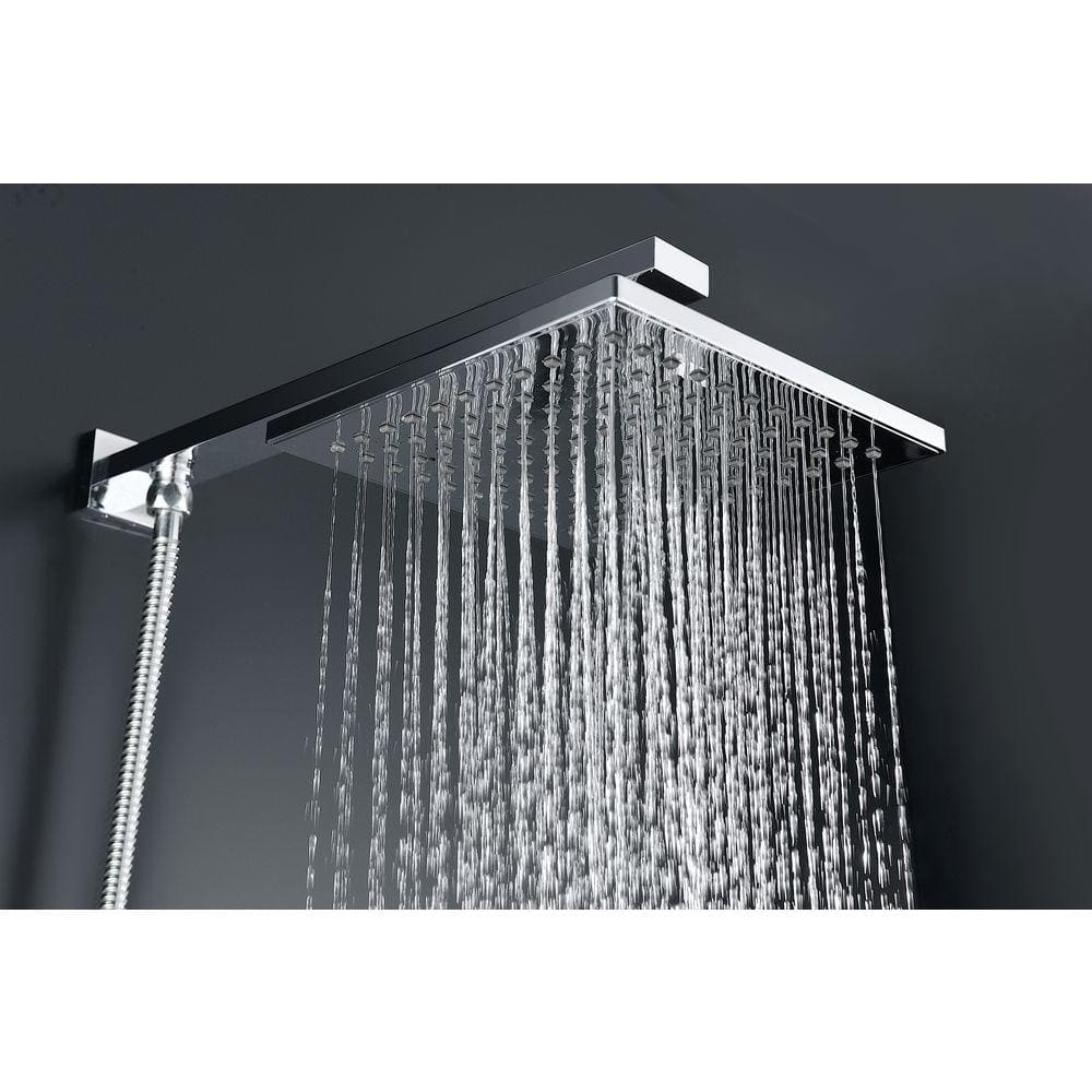 Polished Chrome Wall Mounted Rain Shower Faucet Set