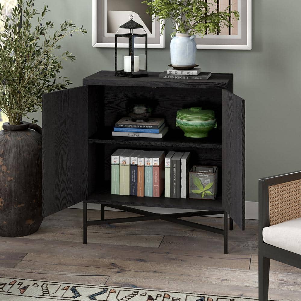 Brighton 28" Black Grain Alder Accent Cabinet with Adjustable Shelving