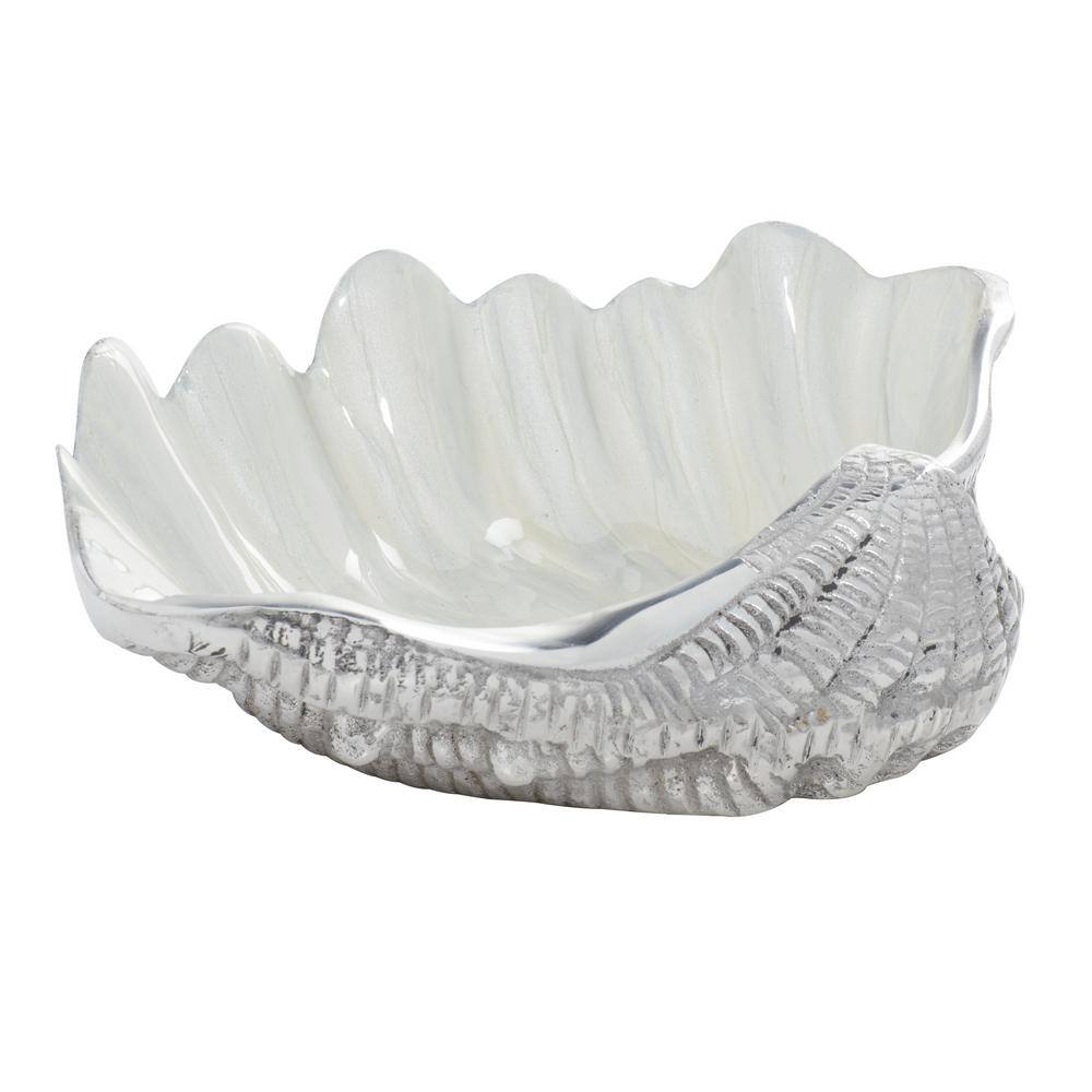 White Aluminum Shell Shaped Serving Bowl with Enamel Finish
