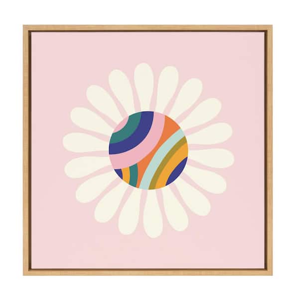 Kate and Laurel Sylvie Groovy Daisy by Elizabeth Olwen Framed Canvas Flower Art Print 22 in. x 22 in.