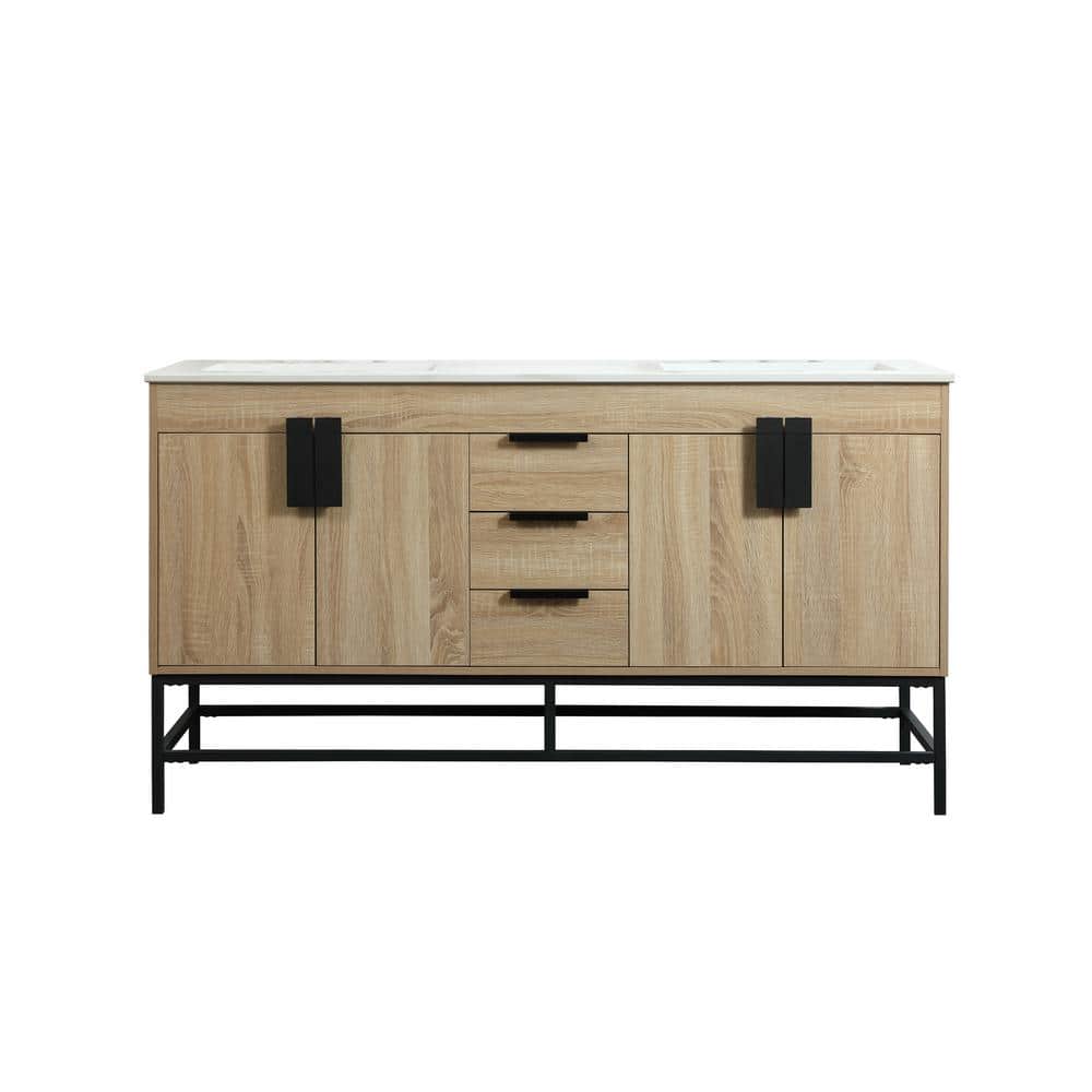 Timeless Home 60 in. W x 22 in. D x 33.5 in. H Bath Vanity in Mango Wood wi