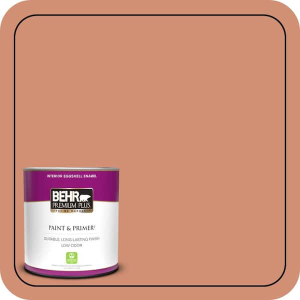 BEHR PREMIUM PLUS 1 qt. #M200-5 Terra Cotta Clay Eggshell Enamel Low Odor Interior Paint & Primer