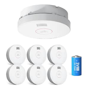 10 Years Battery Operated Smoke Detector, Fire Alarm with with Low Battery Warning, UL217 Listed Smoke Alarm,6 PACKS