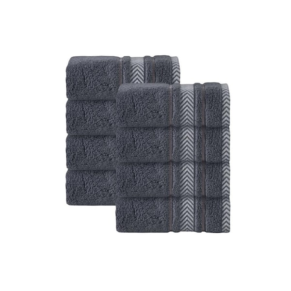 Unbranded Enchasoft 8-Pieces Anthracite Turkish Cotton Wash Towels