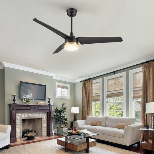 Attis 52 in. Integrated LED Indoor Black Smart Ceiling Fan with Light and Remote, Works with Alexa and Google Home Lighting