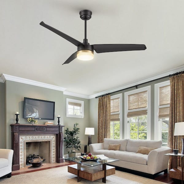 Attis 52 in. Integrated LED Indoor Black Smart Ceiling Fan with Light and Remote, Works with Alexa and Google Home