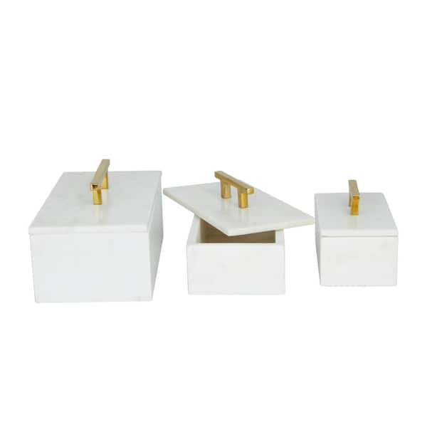 Marble Box With Lid & Gold Handle