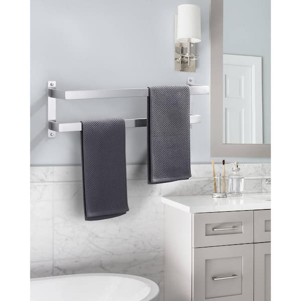 24 in. Wall Mounted Double Towel Rack in Brushed Nickel