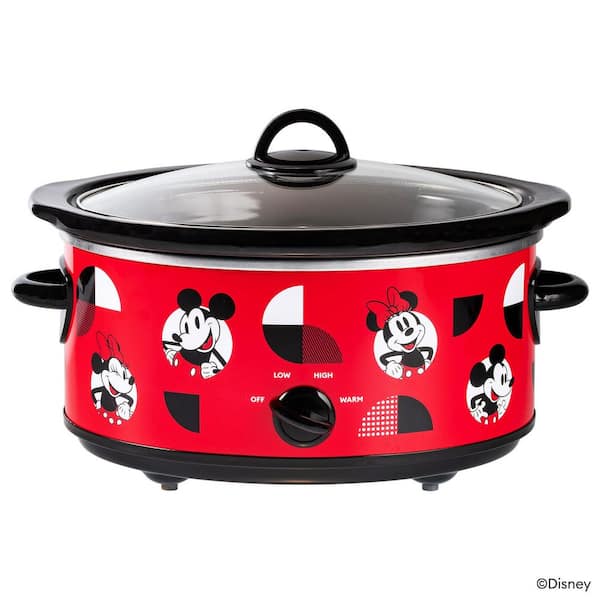 270 watt Mickey Mouse and Minnie Mouse 5-Quart Red Slow Cooker