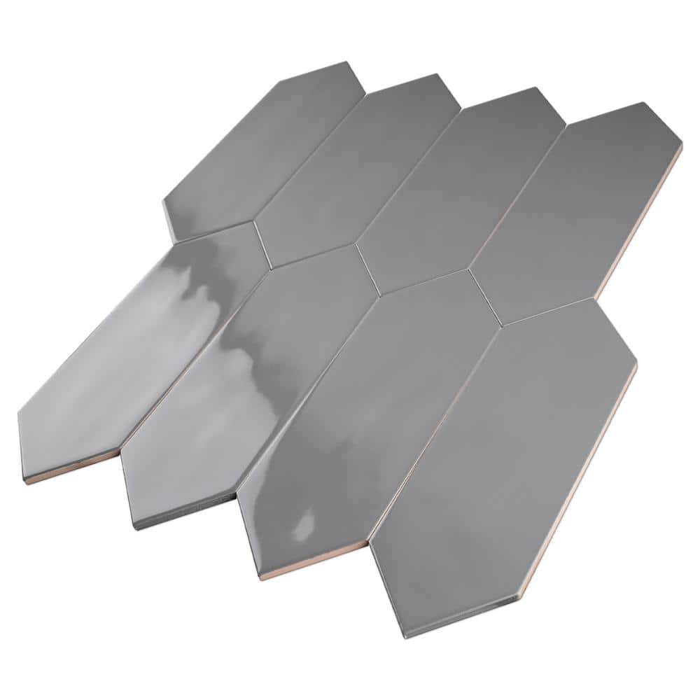 Taylor Gray Polished Ceramic Picket Wall Tile 4x12