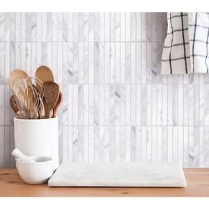 Geranium White and Gray 11.89 in. x 11.89 in. x 5mm Marble Peel and Stick Wall Mosaic Tile (5.88 sq. ft./Case)