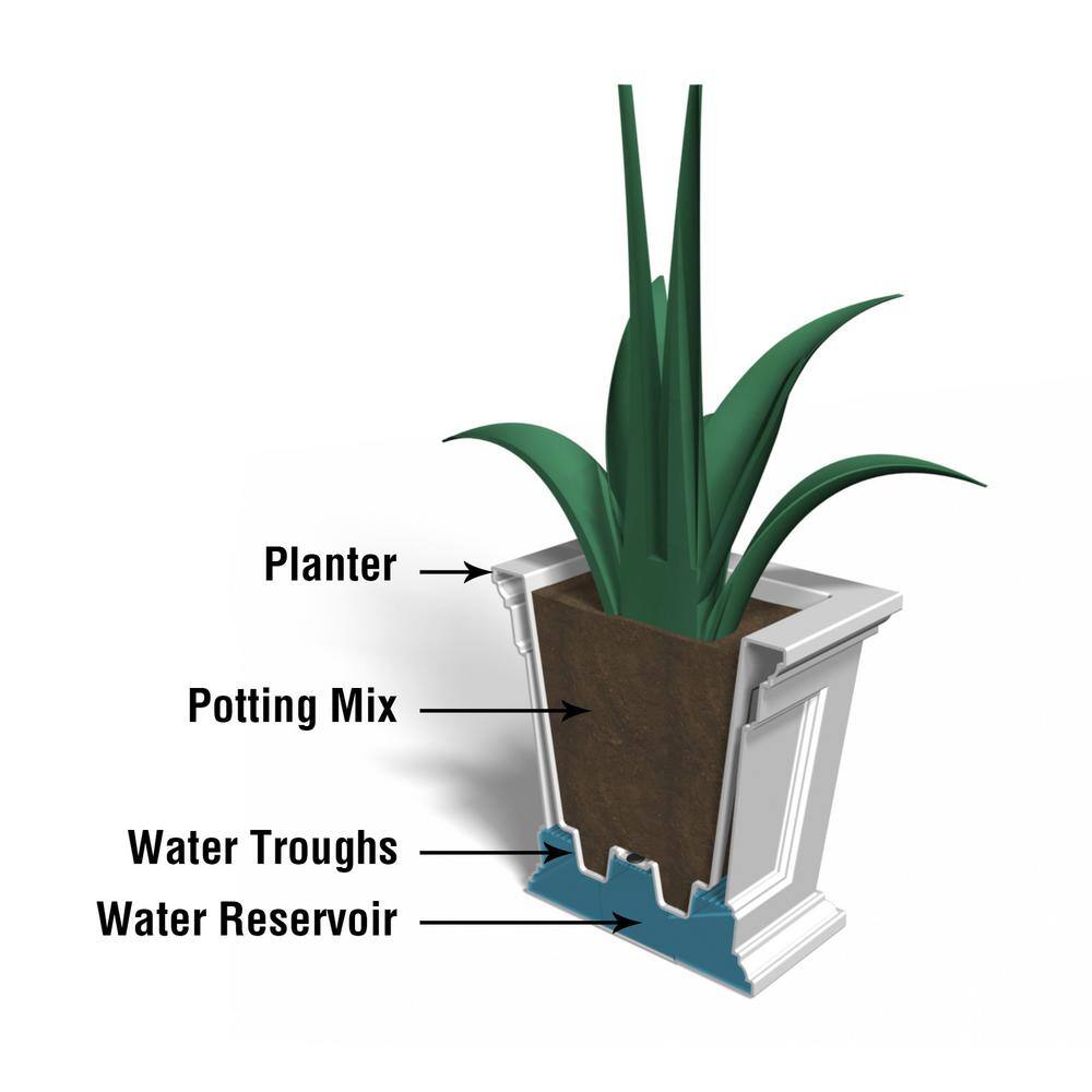 Espresso 17" Square Self-Watering Polyethylene Planter