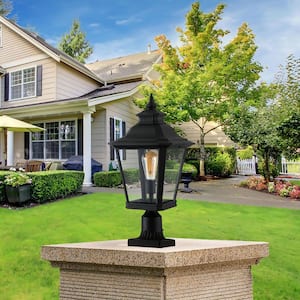 Light Pro 1-Light Black Aluminum Not Motion Sensing Hardwired Outdoor Waterproof Post Light Set with No Bulbs Included