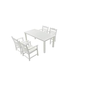White 5-Piece HDPE Outdoor Dining Set (4 Dinning Chairs Plus 1 Dining Table) for Backyard Garden Poolside Balcony