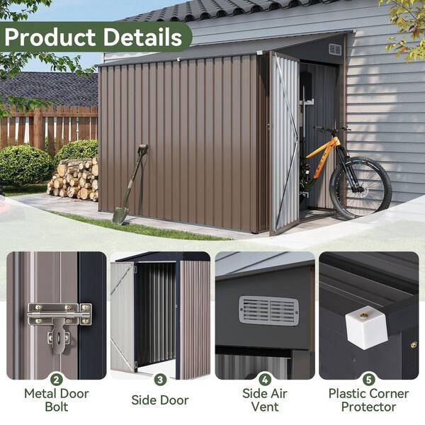 Sizzim 5 ft. W x 7 D ft. Outdoor Metal Storage Shed (40 sq. ft