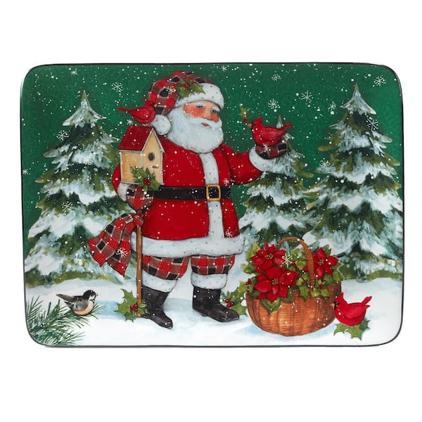 Certified International Christmas Lodge Santa 12 in. Multi-Colored Earthenware Serving Platter