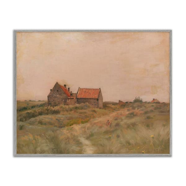 Stupell Industries Cottage on October Day by Daphne Polselli Gray Framed Nature Giclee Art Print 16 in. x 20 in.