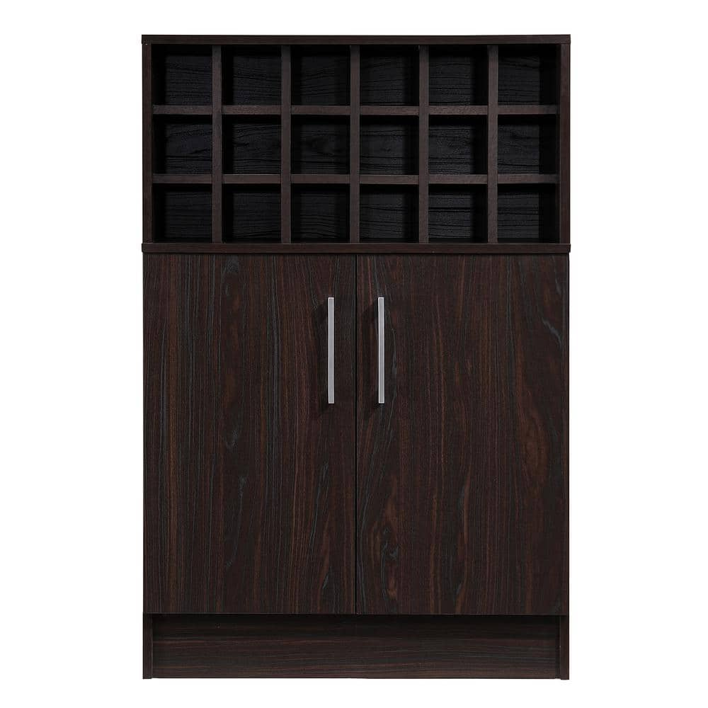 Roula 18-Bottle Walnut Brown Wine and Bar Cabinet 14021 - The Home Depot