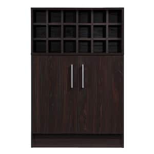 Roula 18-Bottle Walnut Brown Wine and Bar Cabinet