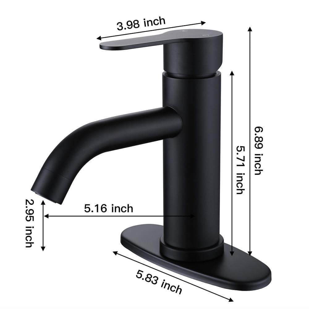 Matte Black Stainless Steel Single-Handle Bathroom Faucet