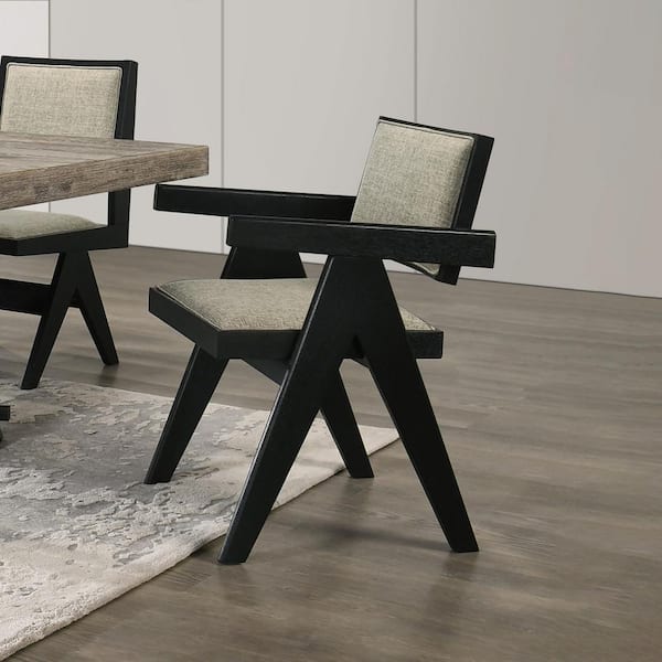 Furniture of America Rufus Black Fabric Upholstered Arm Chair (Set of 2)