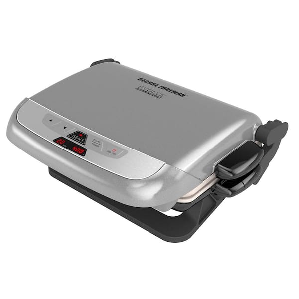 George Foreman Evolve 144 sq. in. Platinum Ceramic Smokeless Indoor Grill with Removable Plates
