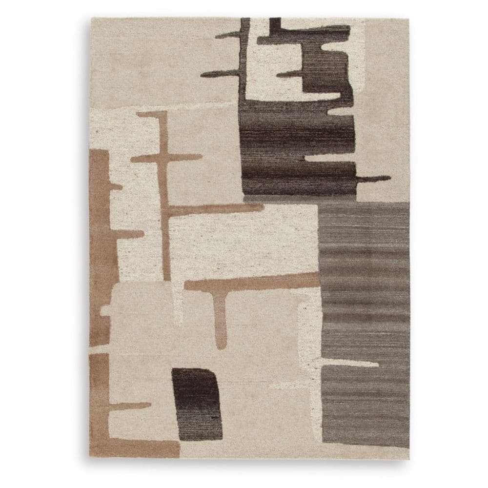Handmade Tufted Black Abstract Wool 5' x 7' Rug