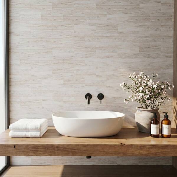100pcs Sandy Faux Stone Peel & Stick Backsplash(3 in. x 5.9 in