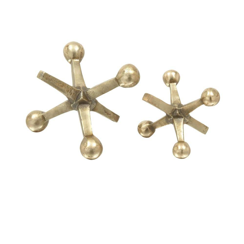 Litton Lane Gold Aluminum Jack Sculpture (Set of 2)