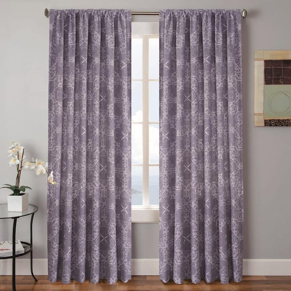 Vera Tarah 52 in. W x 96 in. L Polyester Window Panel in Grey (2-Pack)