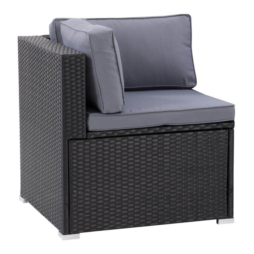 Black with Ash Gray Fabric Cushions CorLiving Patio Sun Lounger