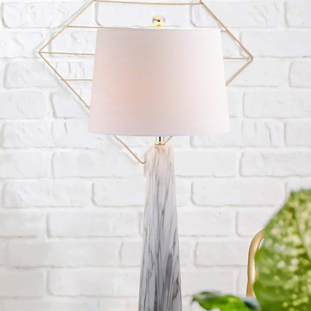 Elegant Bradley 29" White/Black Faux Marble Resin Table Lamp