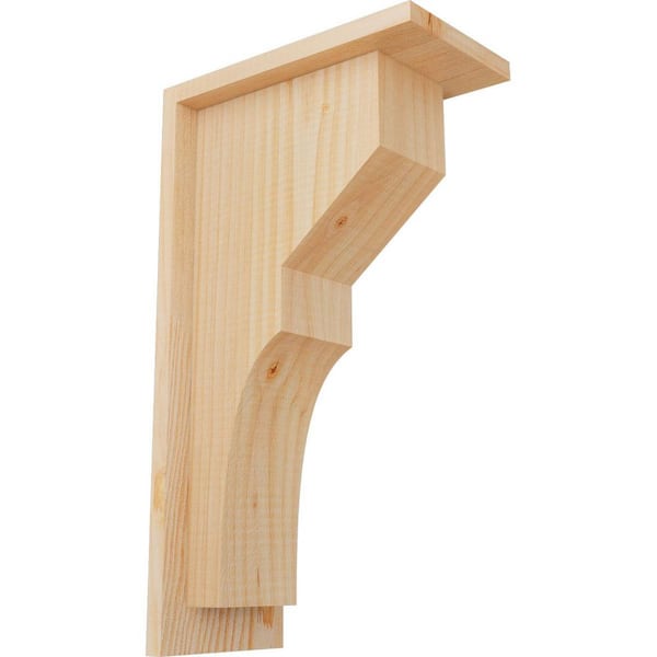 Ekena Millwork 5-1/2 in. x 10 in. x 18 in. Douglas Fir Monterey Smooth Corbel with Backplate